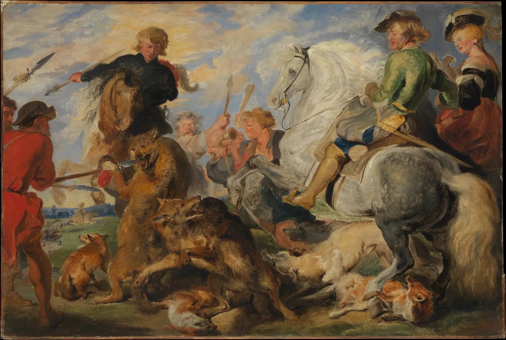 Copie d'après « La chasse au loup et au renard » de Rubens - Edwin Henry Landseer image 1 copie peinte à la main à l’huile