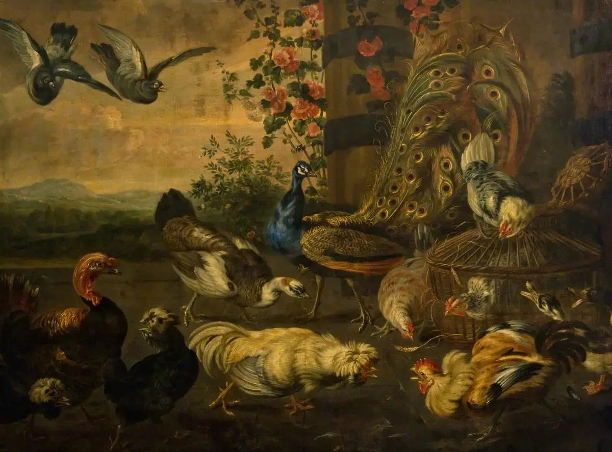 Coqs de combat - Melchior de Hondecoeter image 1 copie peinte à la main à l’huile