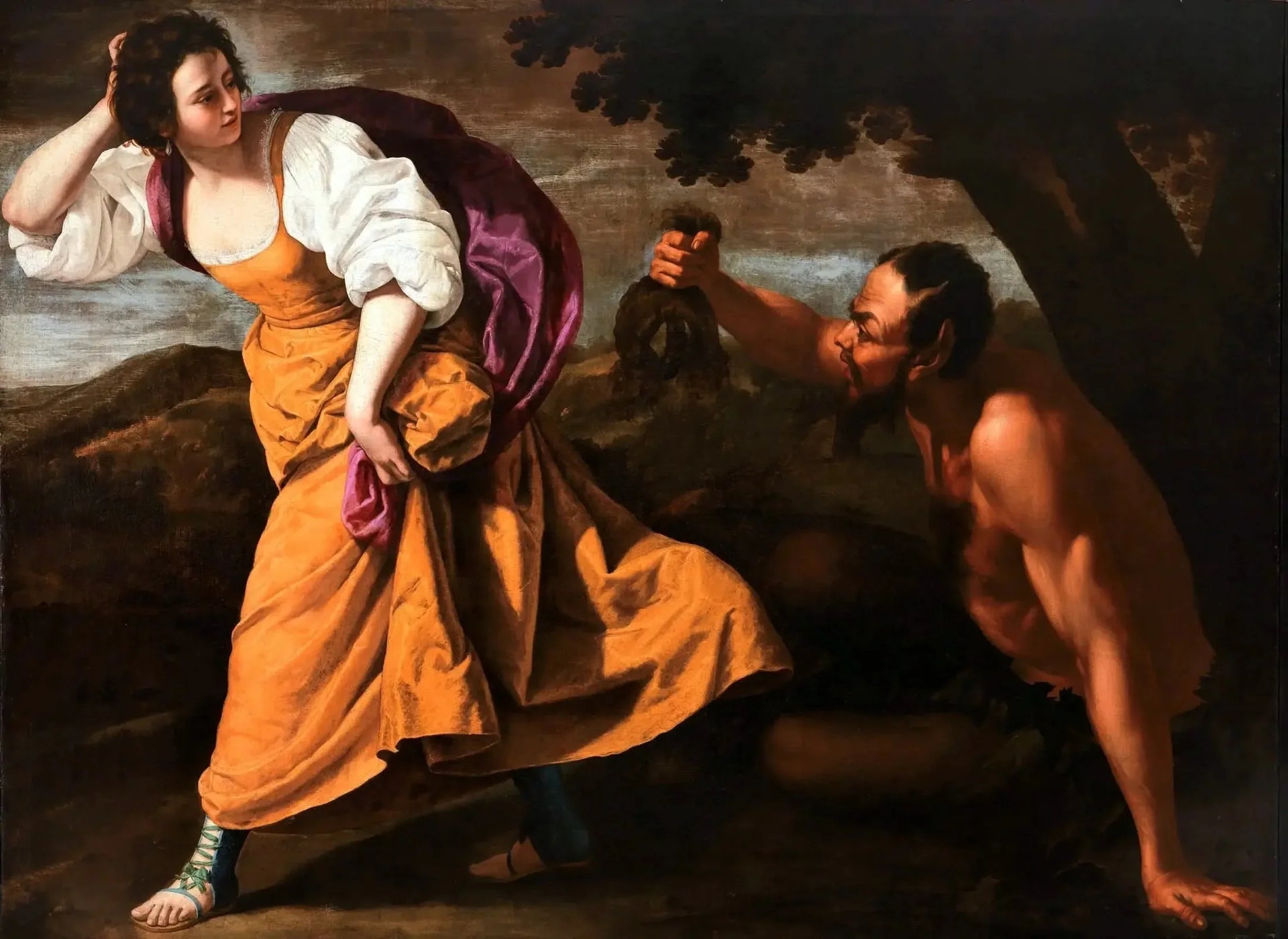 Corisca et le Satyre - Artemisia Gentileschi image 1 reproduction artisanale de tableau