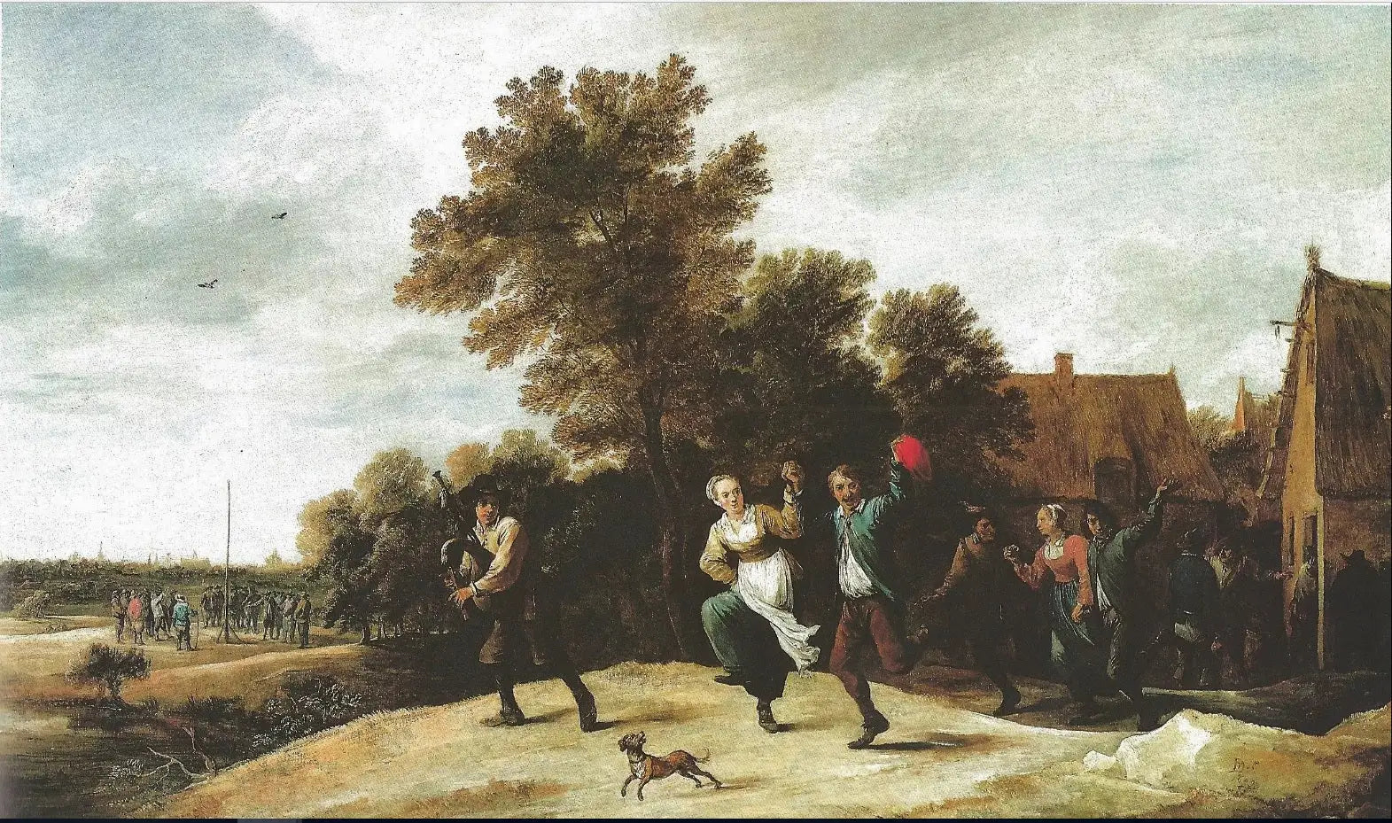 Cornemuseur avec danseurs - David Teniers le Jeune image 1 reproduction artisanale de tableau