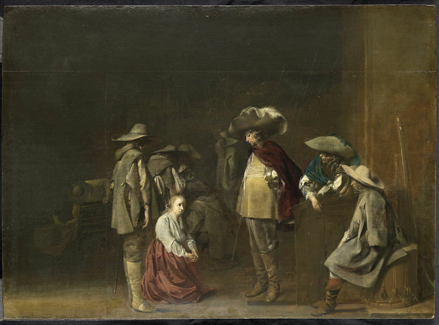 Corps de garde avec femme suppliante des soldats - Willem Cornelisz. Duyster
