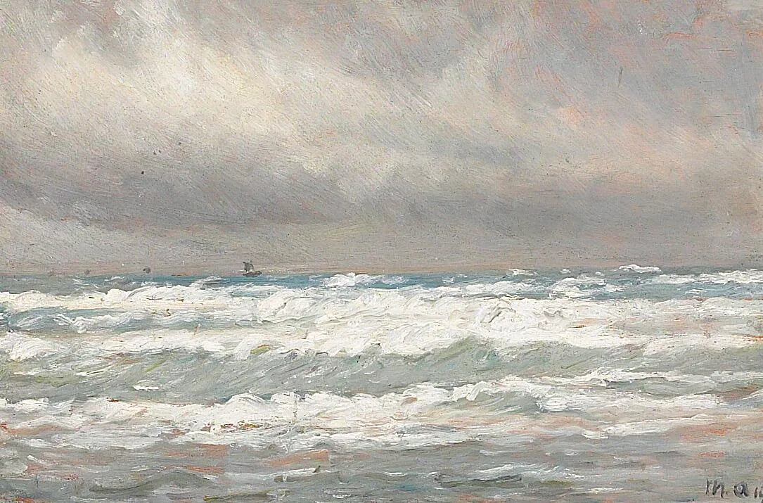 Côte par une journée venteuse. - Michael Peter Ancher image 1 reproduction artisanale de tableau