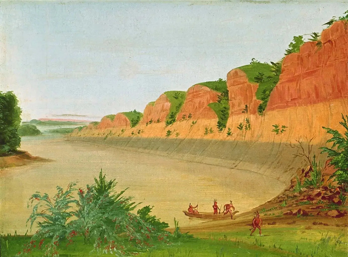 Côté sud de l'île Buffalo, montrant des baies de Buffalo au premier plan - George Catlin image 1 reproduction de peinture à l’huile