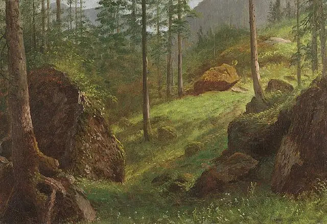 Coteau boisé - Albert Bierstadt image 1 reproduction d’œuvre d’art à l’huile