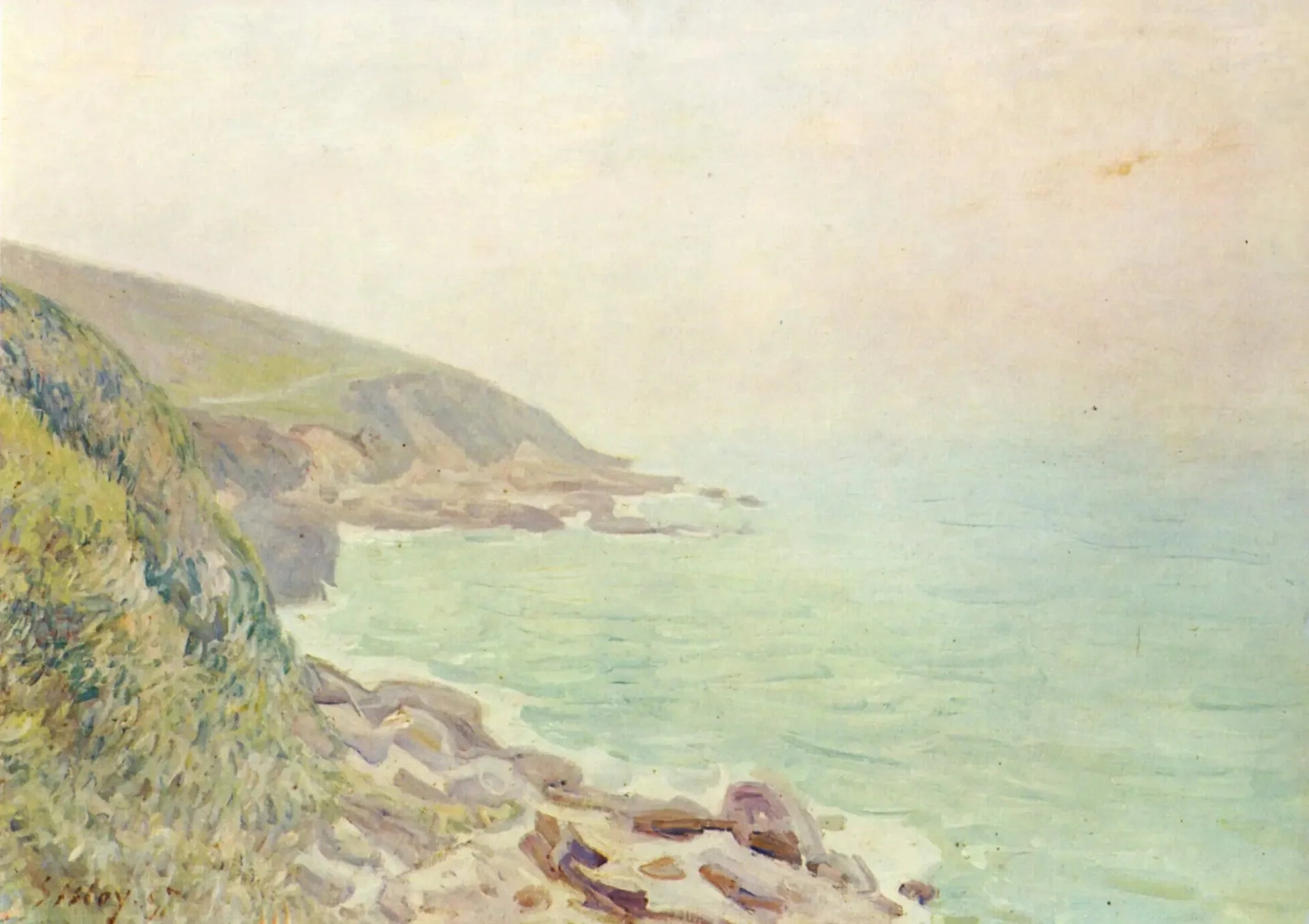 Côtes du Pays de Galles dans la brume - Alfred Sisley image 1 reproduction réalisée par Alpha Reproduction