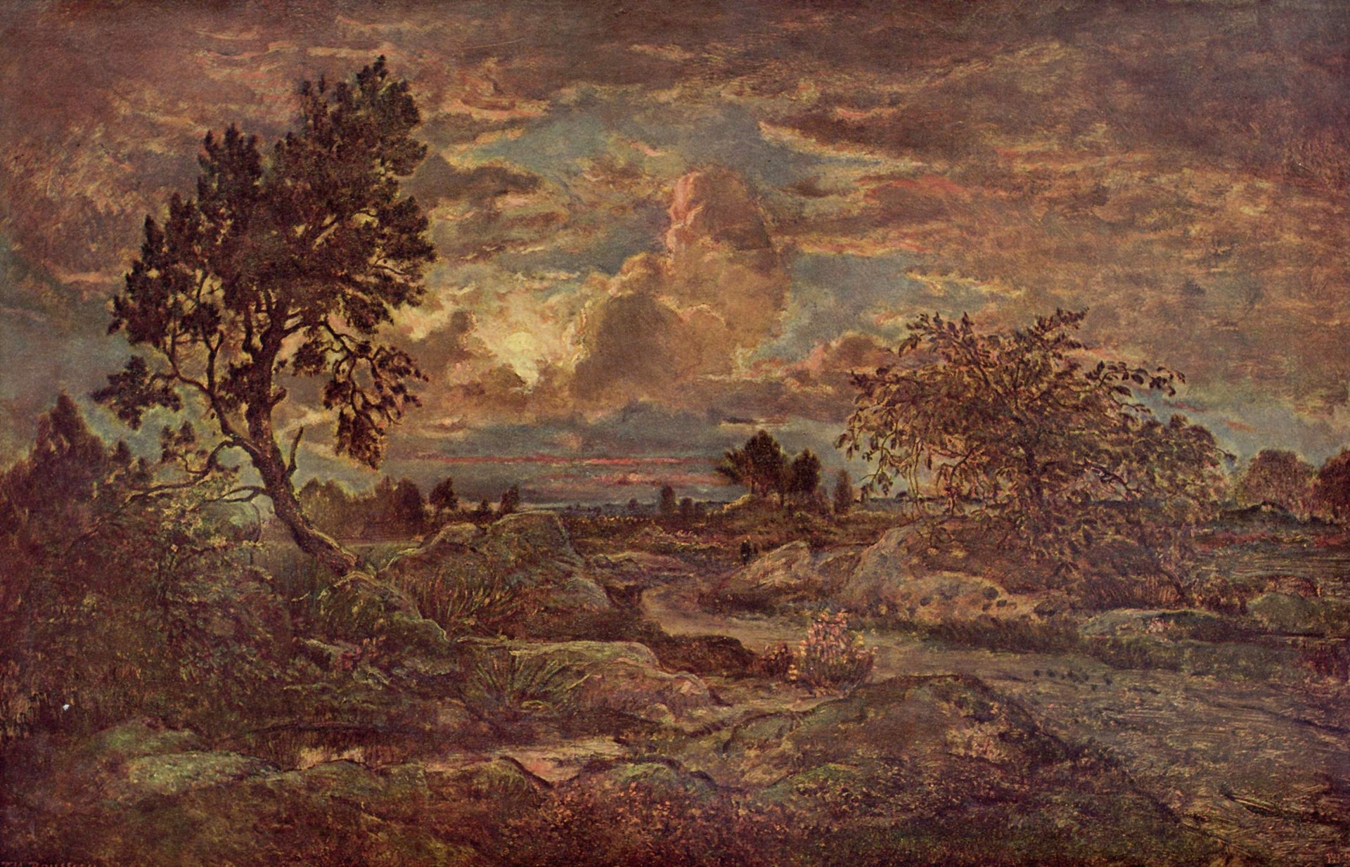 Couchant près d'Arbonne - Théodore Rousseau image 1 copie peinte à la main à l’huile
