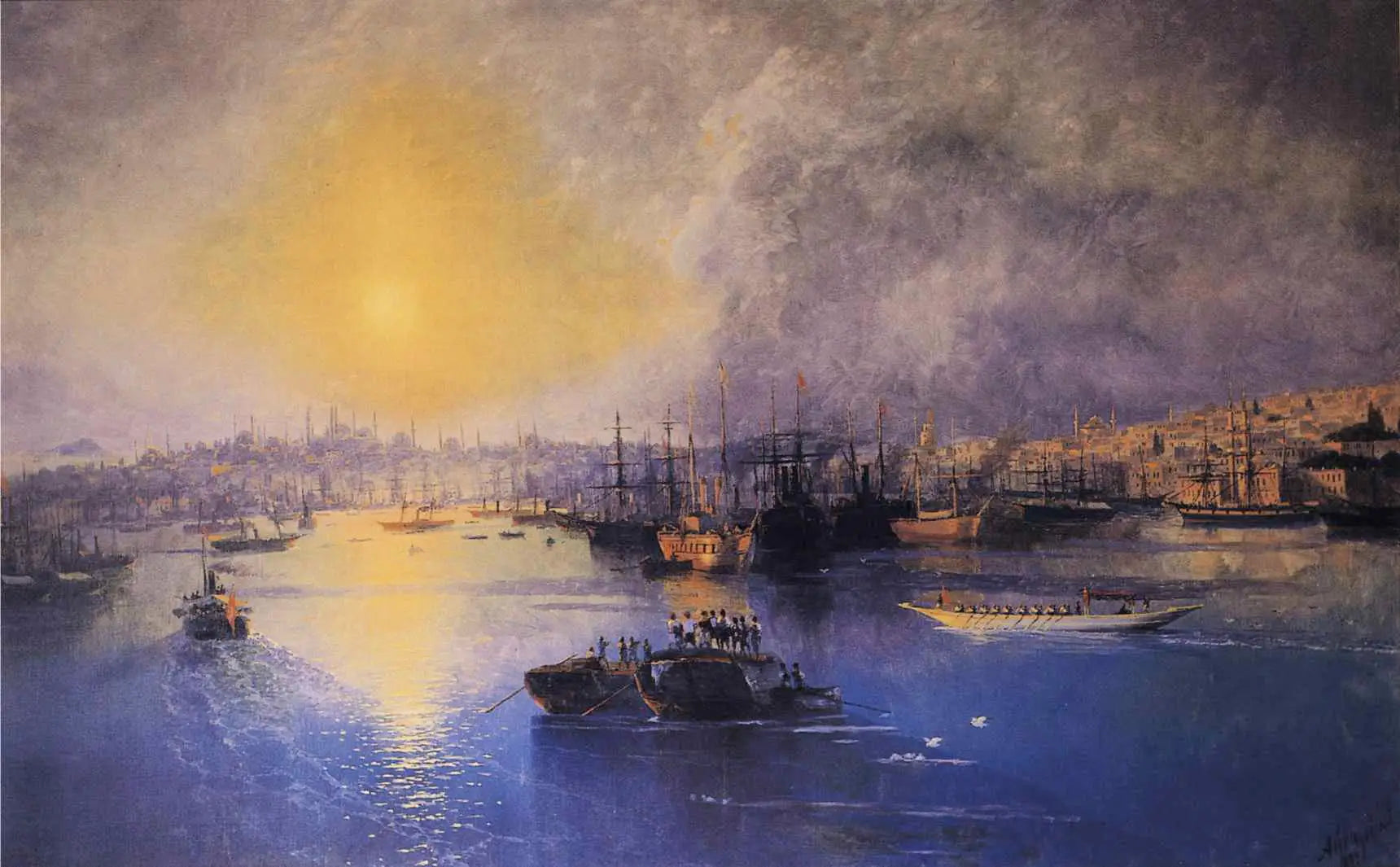 Coucher de soleil à Constantinople - Ivan Aïvazovski image 1 copie peinte à la main à l’huile