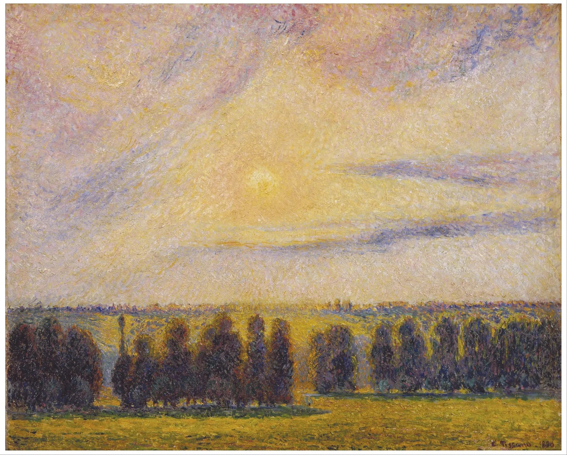 Coucher de soleil à Éragny - Camille Pissarro image 1 reproduction artisanale de tableau