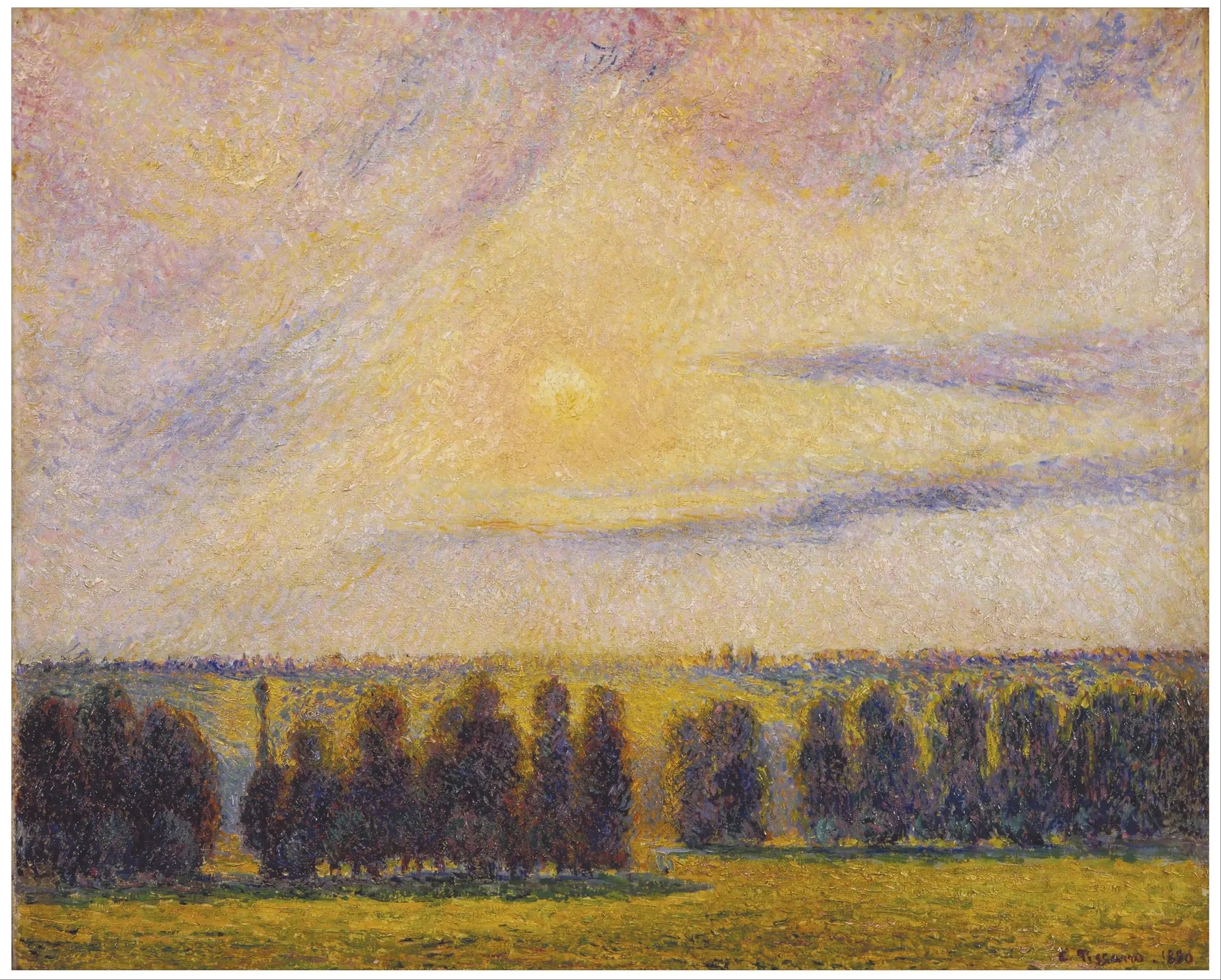 Coucher de soleil à Éragny - Camille Pissarro image 1 reproduction artisanale de tableau