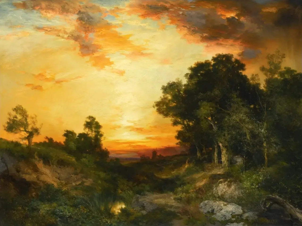 Coucher de soleil, Amagansett - Thomas Moran image 1 reproduction artisanale de tableau