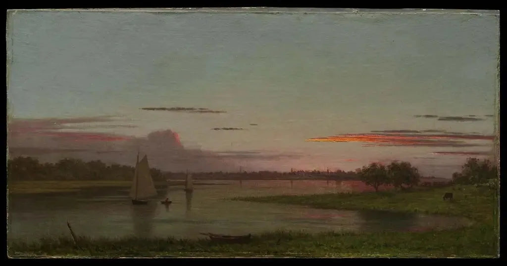 Coucher de soleil, Black Rock, Connecticut - Martin Johnson Heade image 1 copie peinte à la main à l’huile