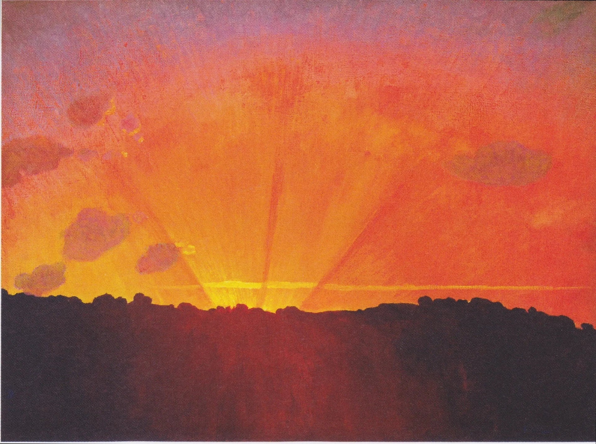 Coucher de soleil, ciel orange - Félix Vallotton image 1 copie de tableau peinte à la main
