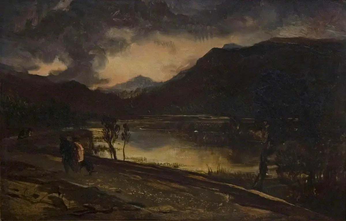 Coucher de soleil en Écosse - Edwin Henry Landseer image 1 reproduction de peinture à l’huile