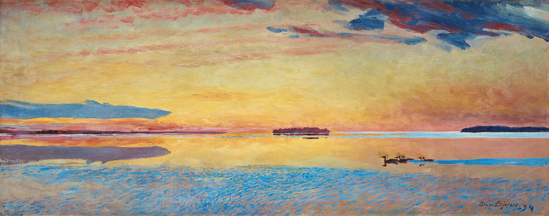 Coucher de soleil sur l'immensité de la mer - Bruno Liljefors image 1 copie de tableau peinte à la main