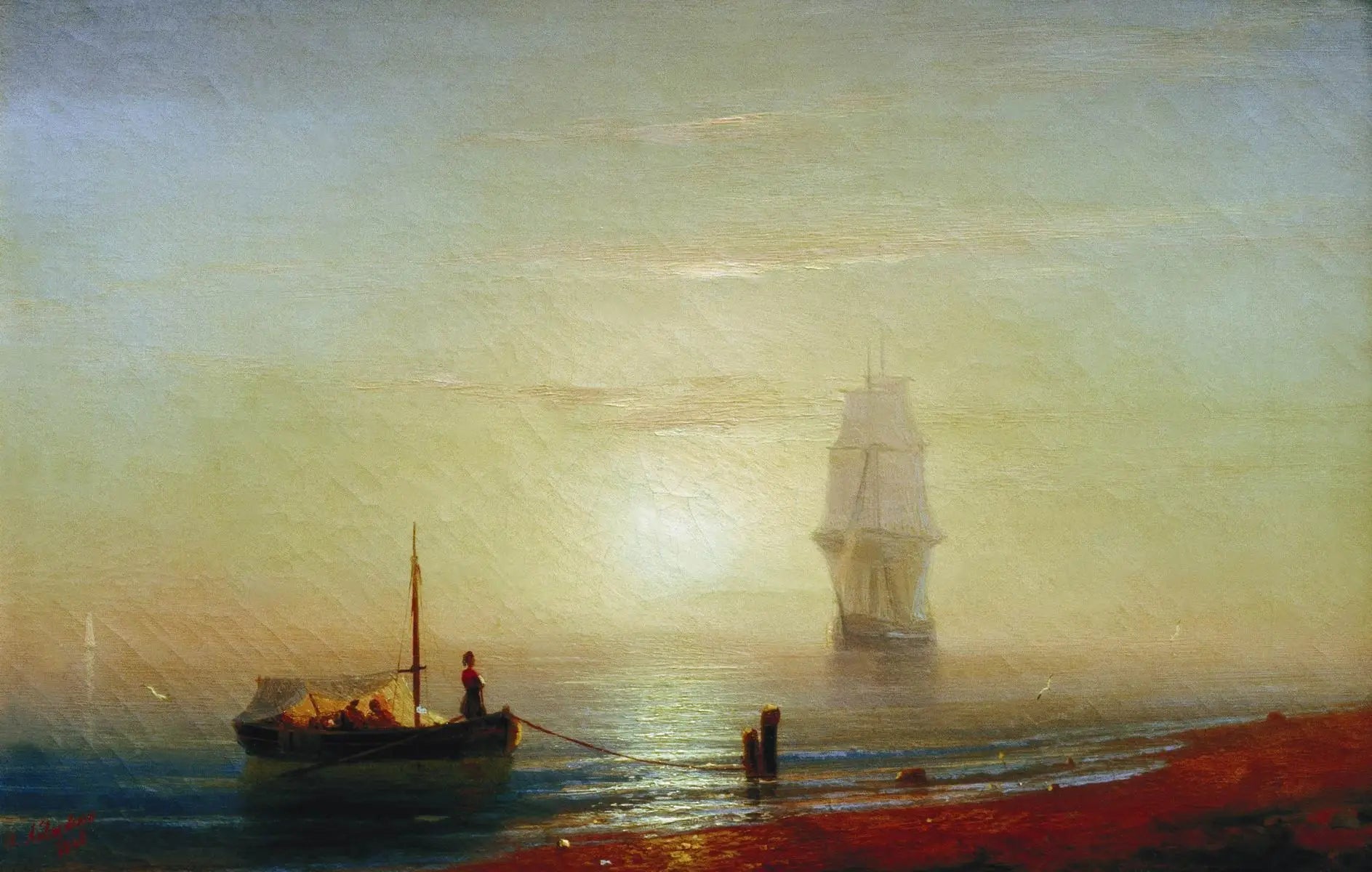 Coucher de soleil sur la mer - Ivan Aïvazovski image 1 tableau peint à l’huile sur toile