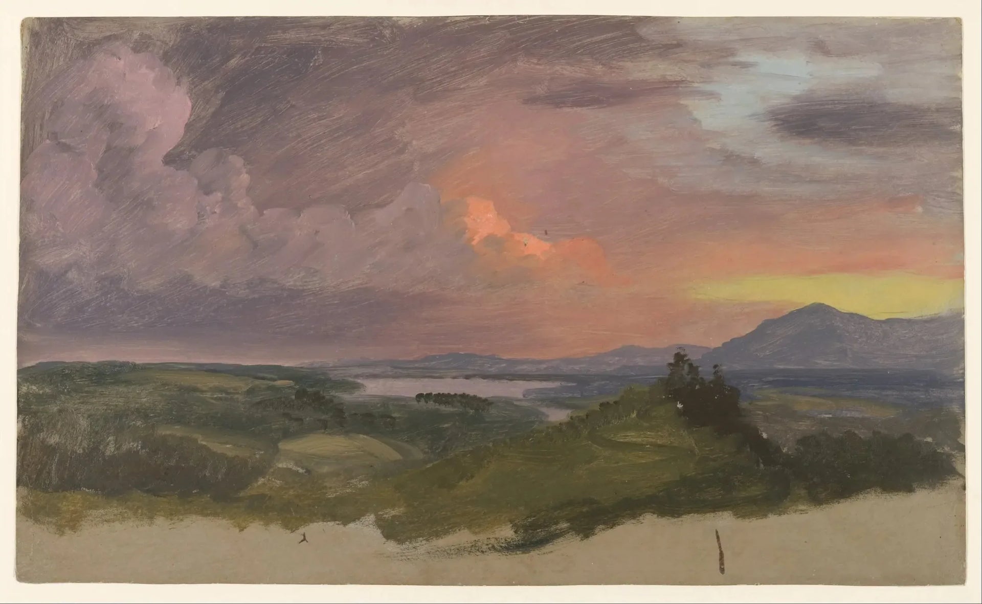 Coucher de soleil sur la vallée de l'Hudson - Frederic Edwin Church image 1 tableau peint à l’huile sur toile