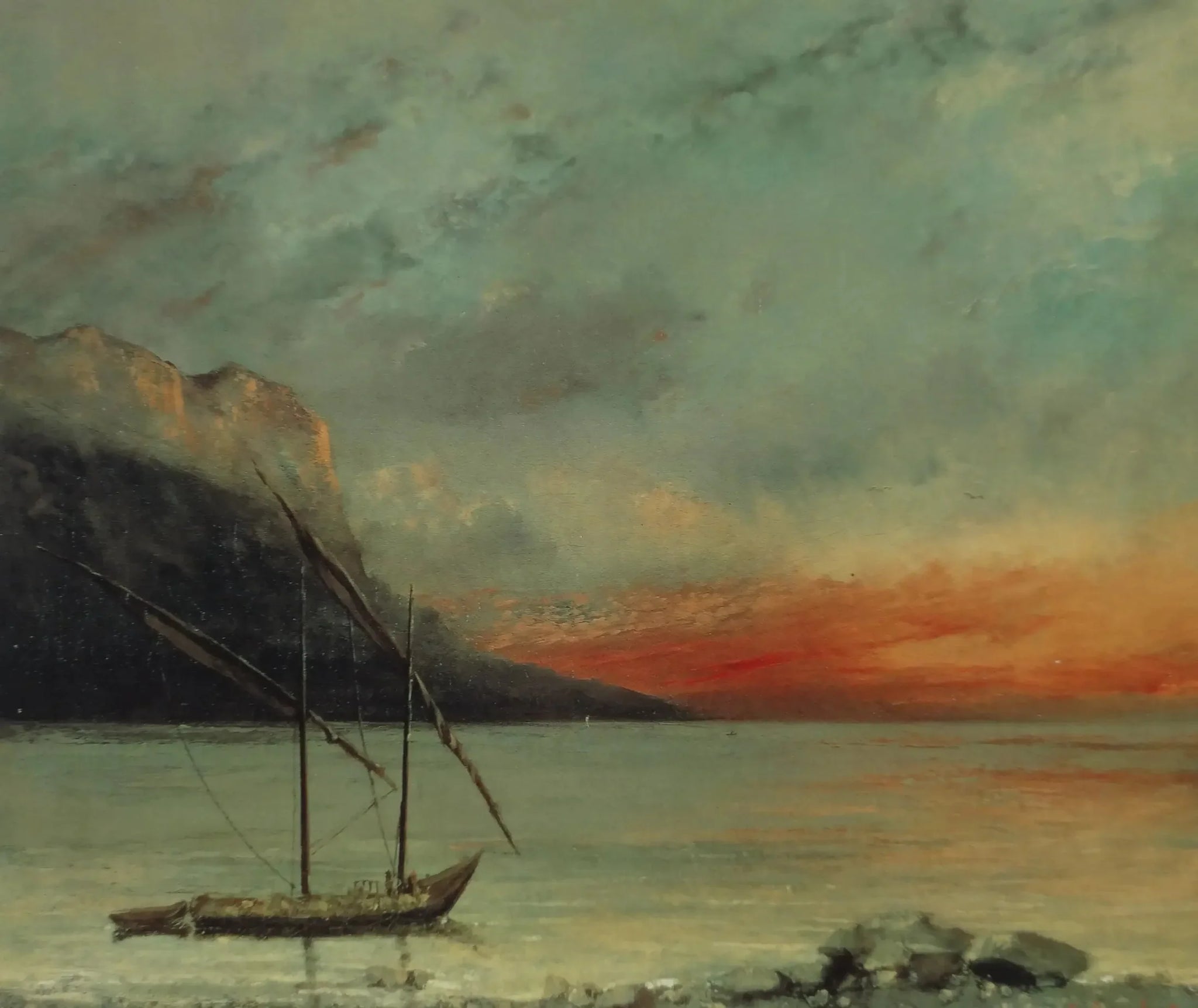 Coucher de soleil sur le Léman - Gustave Courbet image 1 reproduction artisanale de tableau