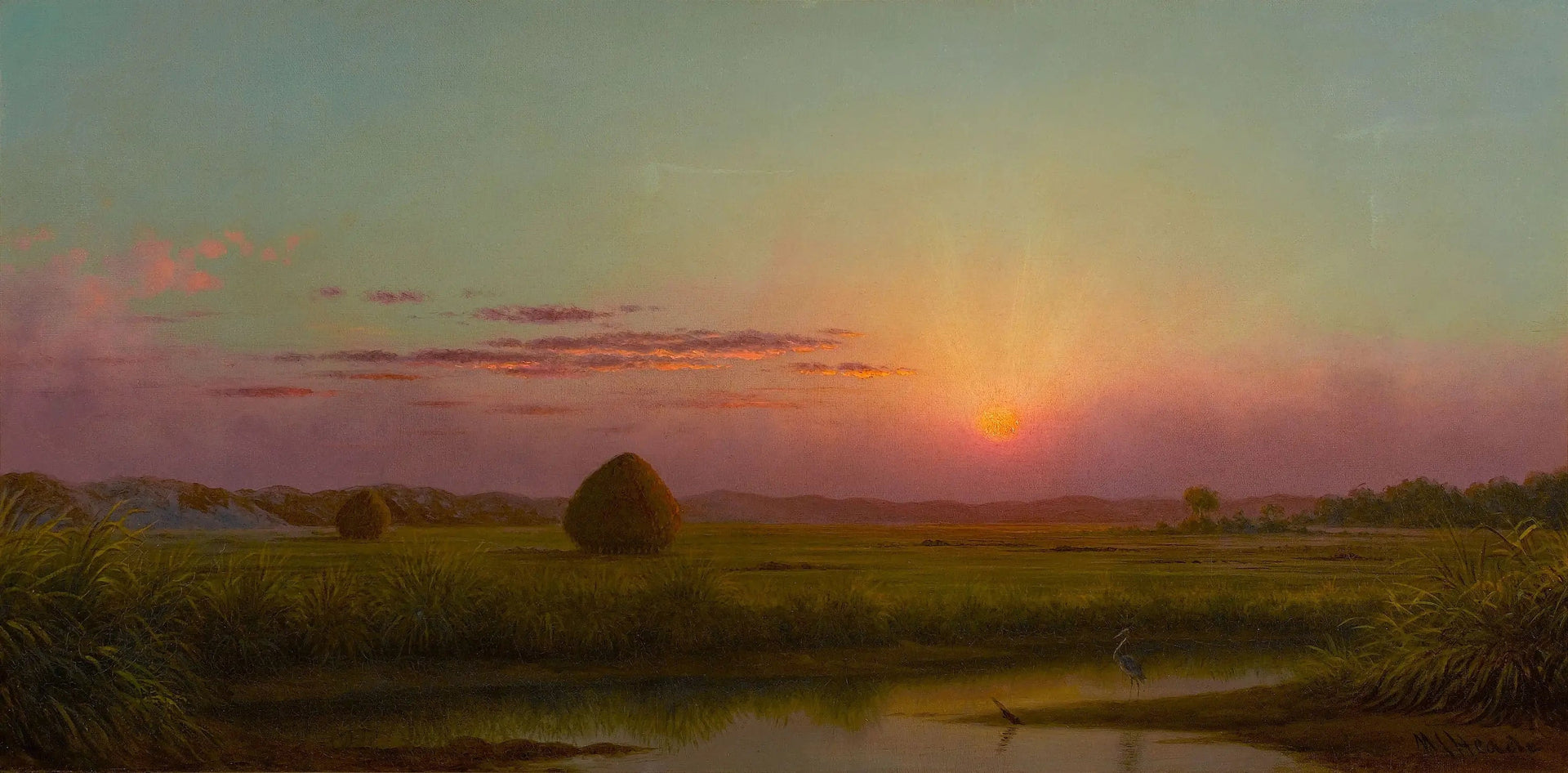 Coucher de soleil sur le marais - Martin Johnson Heade image 1 reproduction de peinture à l’huile