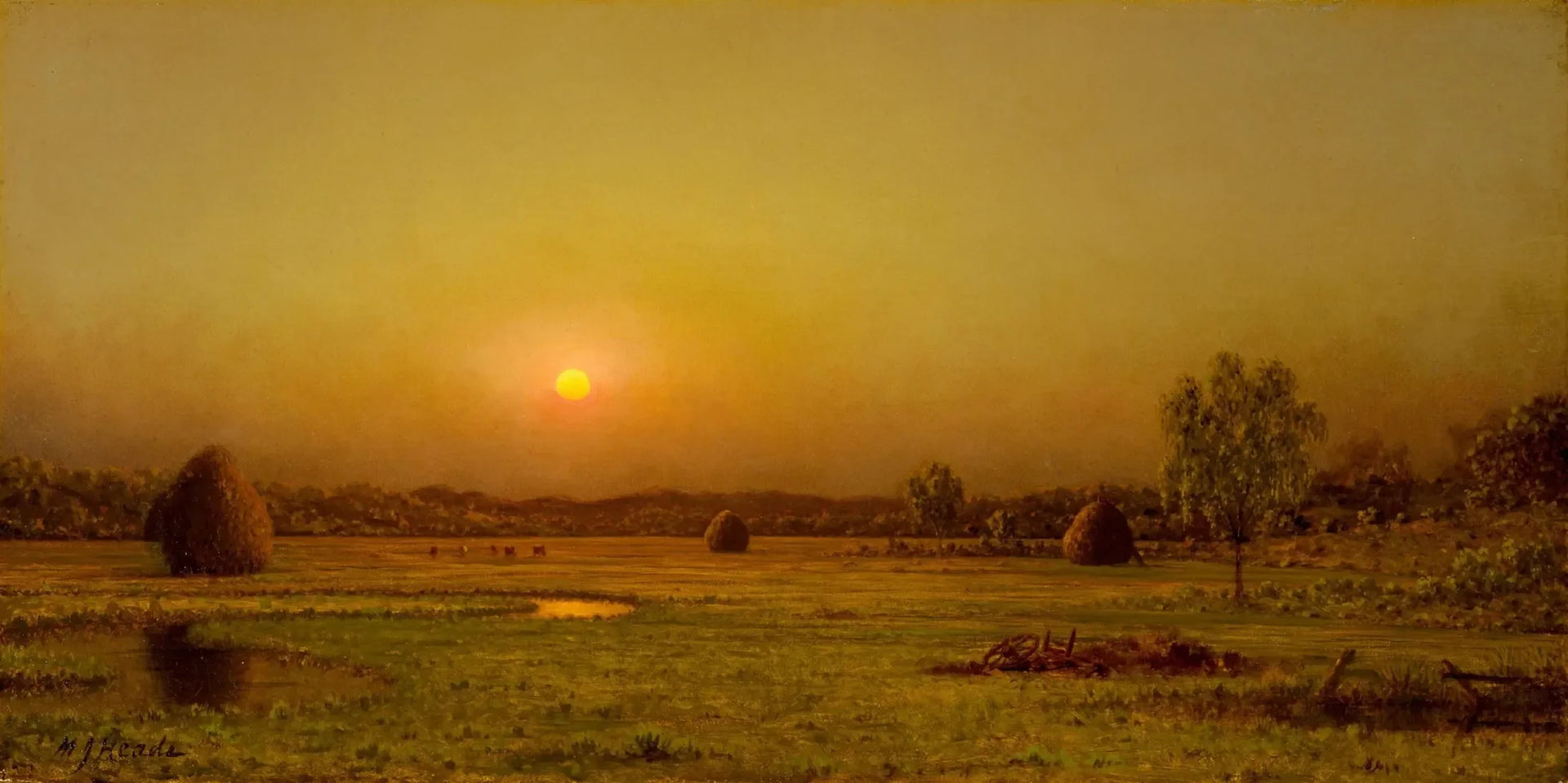 Coucher de soleil sur les marais, Newburyport, Massachusetts - Martin Johnson Heade image 1 reproduction d’œuvre d’art à l’huile