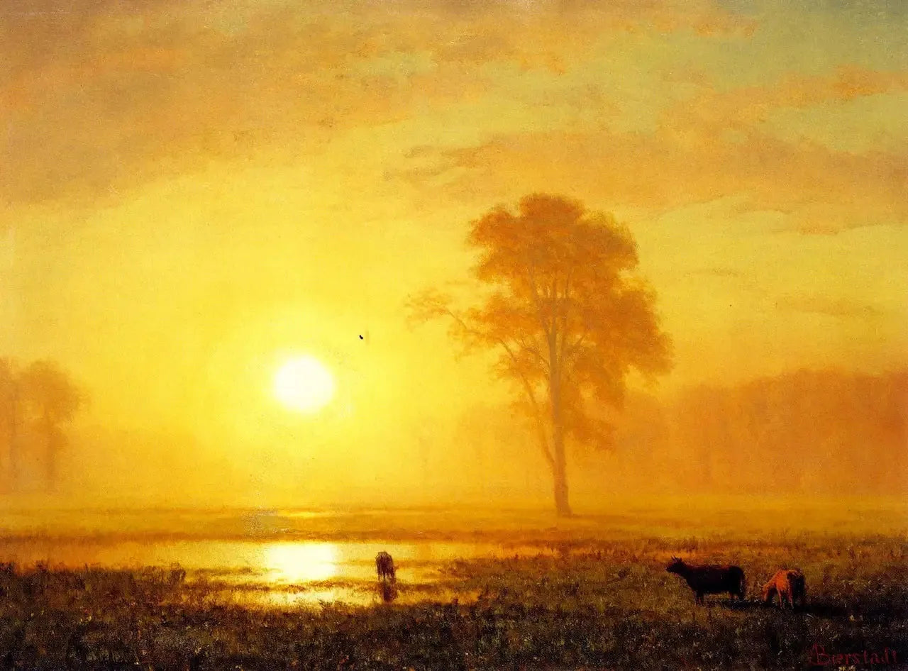 Coucher de soleil sur les plaines - Albert Bierstadt image 1 reproduction artisanale de tableau