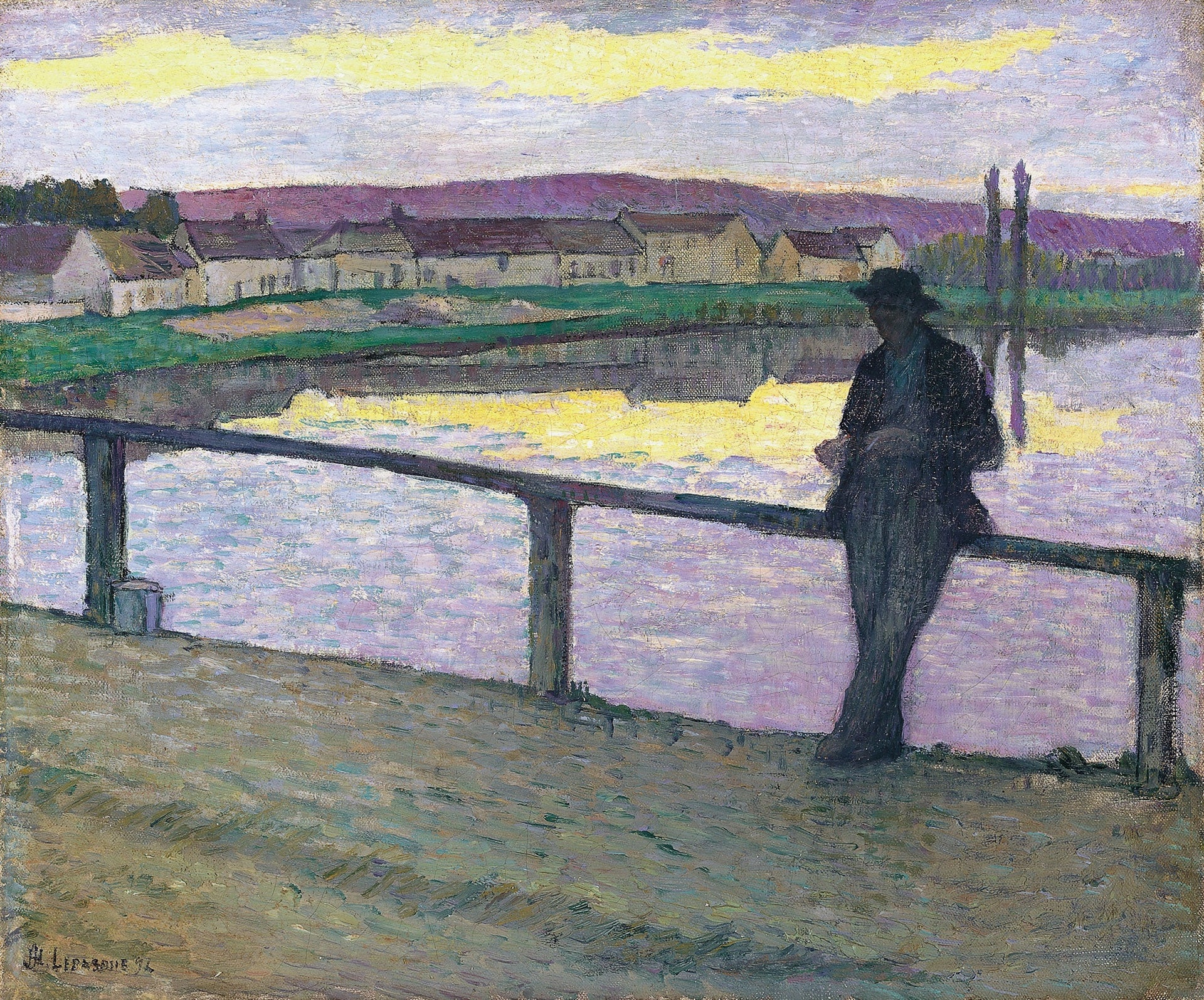 Coucher de soleil sur Pont-Aven (Jeune homme devant la mer) - Henri Lebasque image 1 copie de tableau peinte à la main