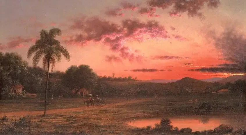 Coucher de soleil : une scène au Brésil - Martin Johnson Heade image 1 reproduction de peinture à l’huile