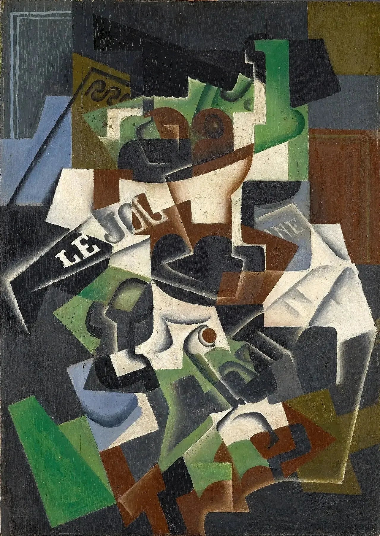 Coupe à fruits, pipe et journal - Juan Gris image 1 reproduction artisanale de tableau