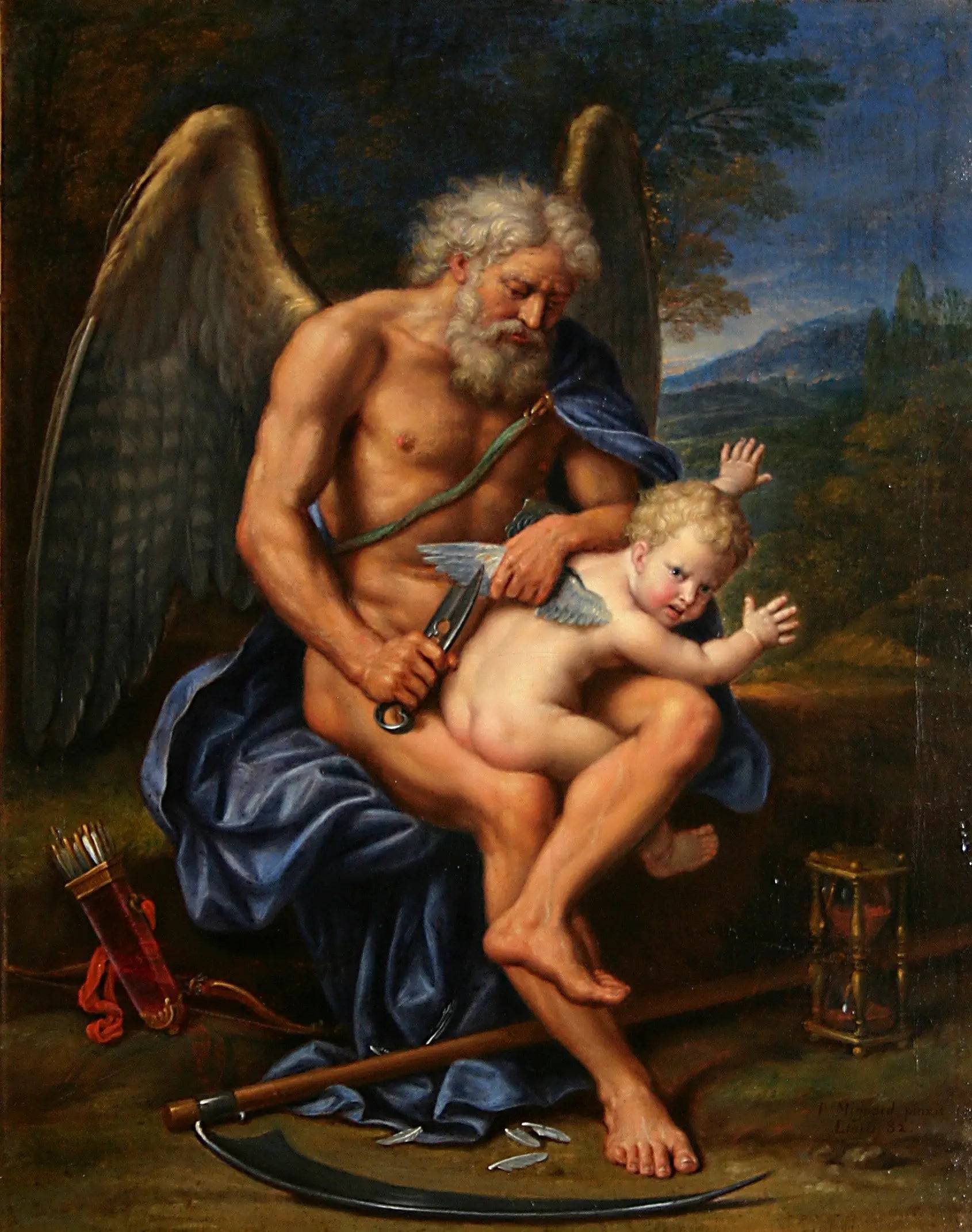 Couper le temps avec les ailes de Cupidon - Pierre Mignard image 1 tableau peint à l’huile sur toile