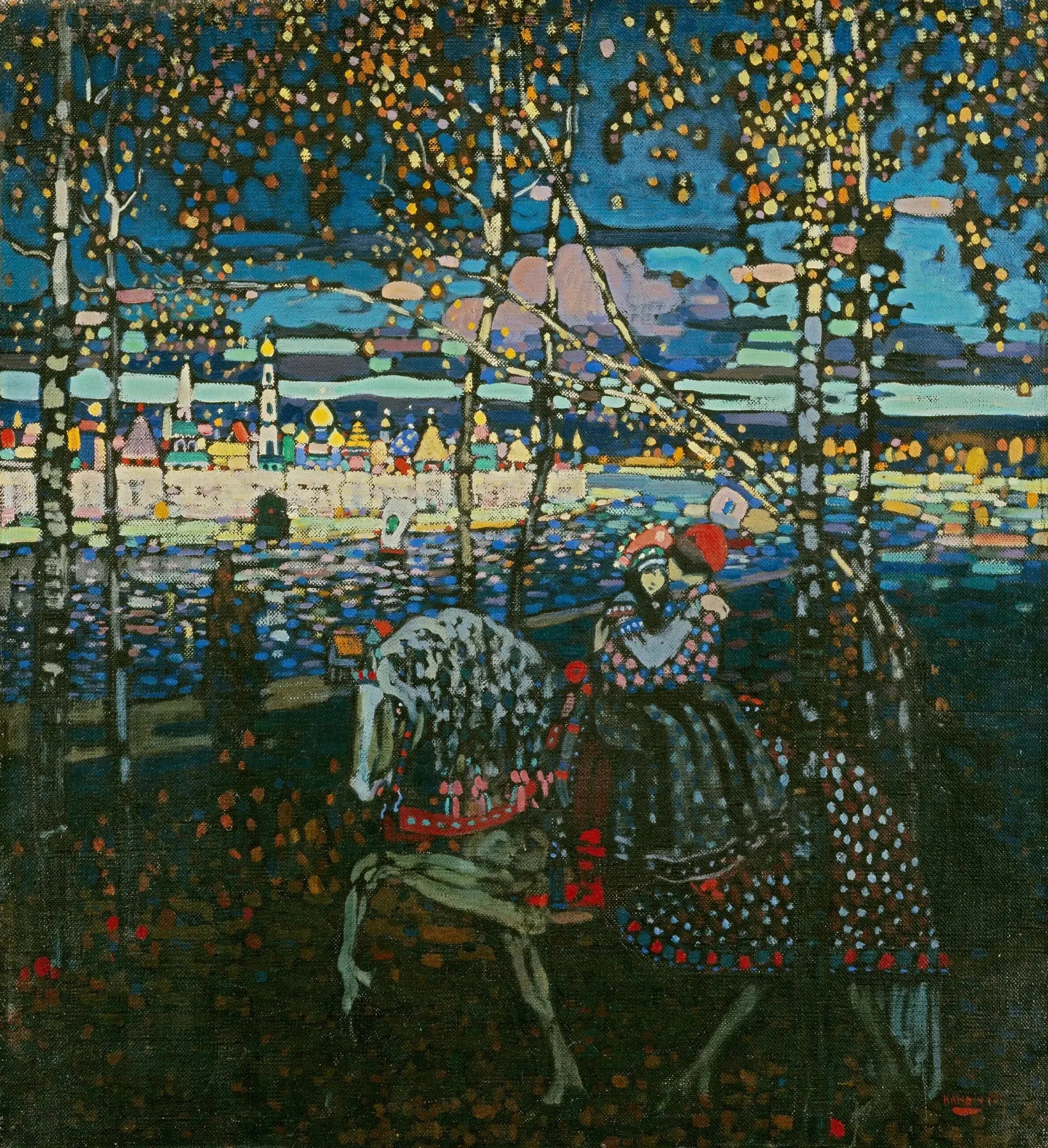 Couple à cheval - Vassily Kandinsky image 1 reproduction de peinture à l’huile