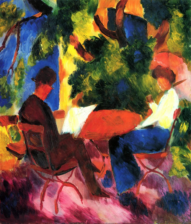 Couple à la table du jardin - August Macke