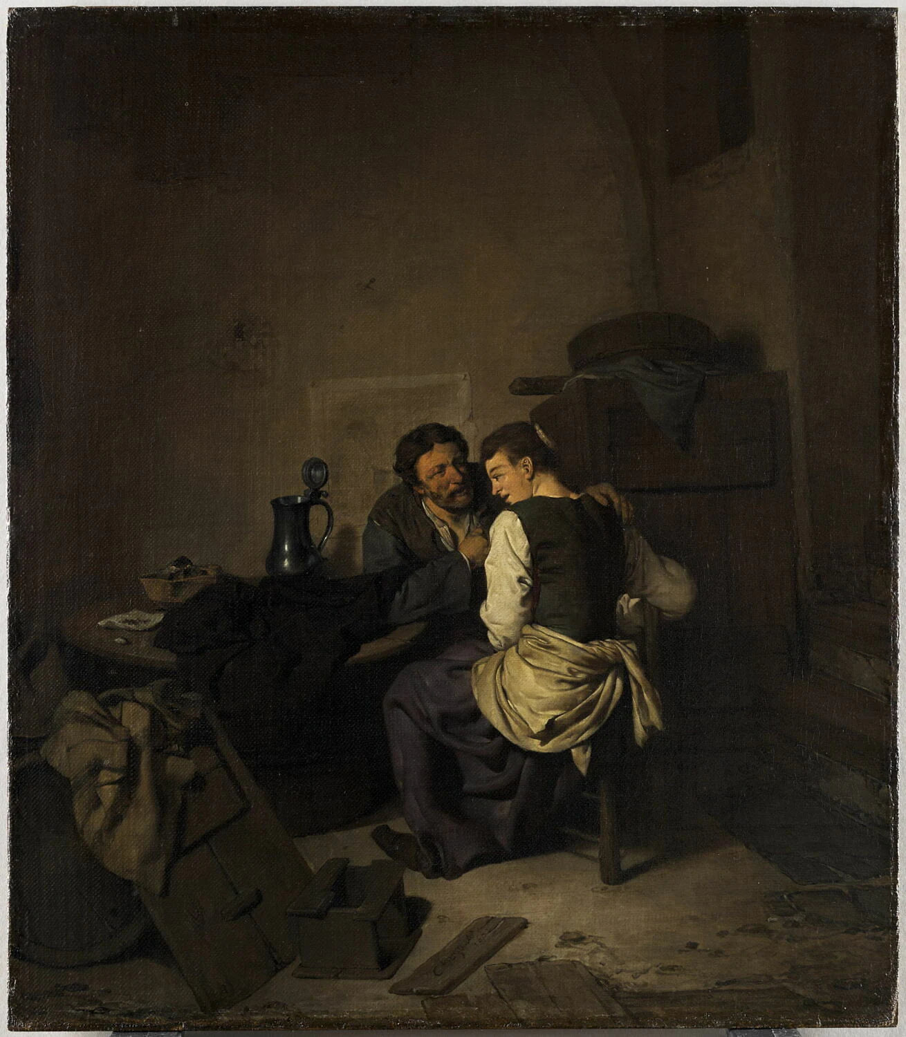 Couple dans un intérieur rustique Le Bon Ménage - Cornelis Pietersz. Bega