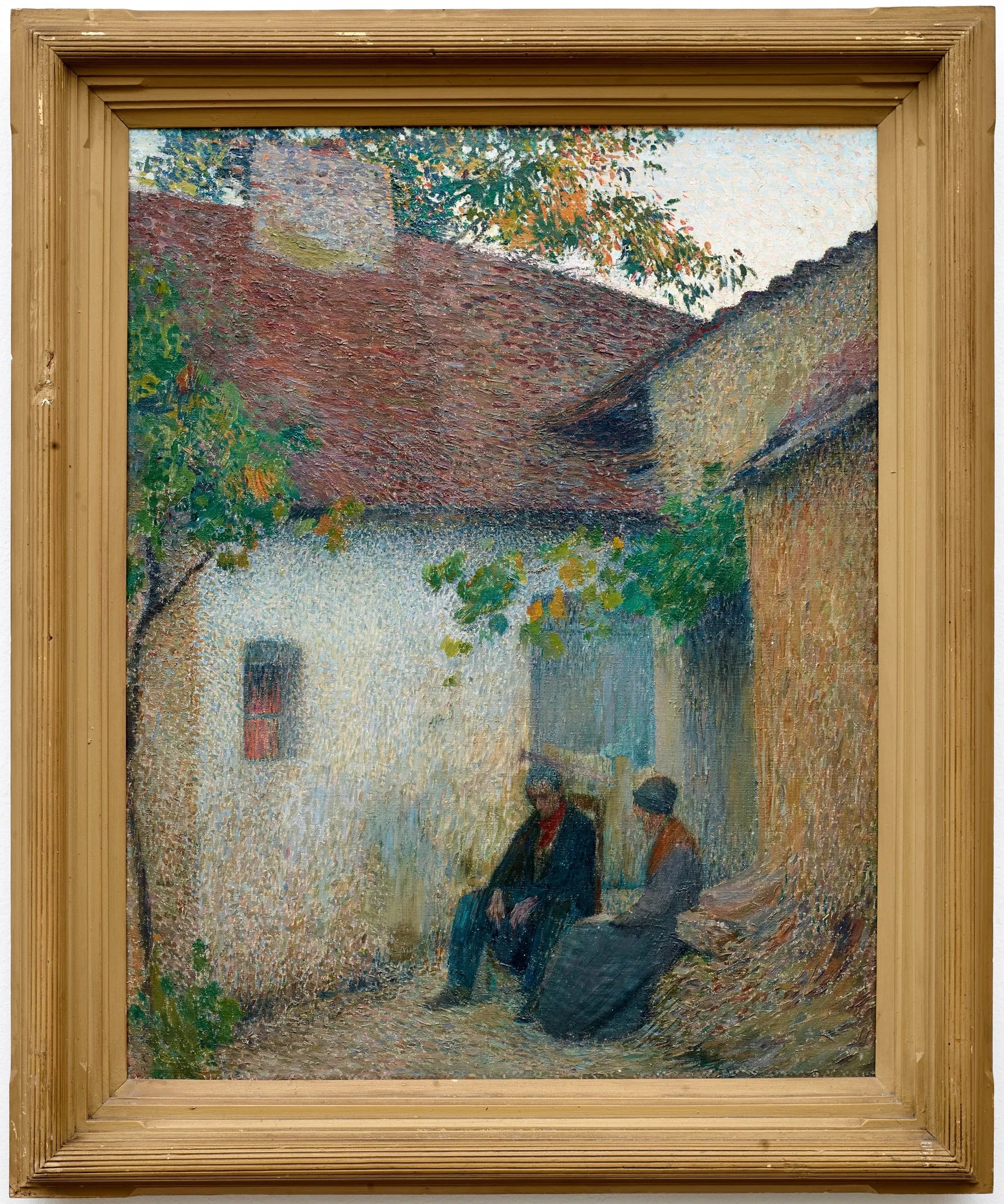 Couple en conversation devant la ferme - Henri-Jean Guillaume Martin image 1 reproduction de peinture à l’huile