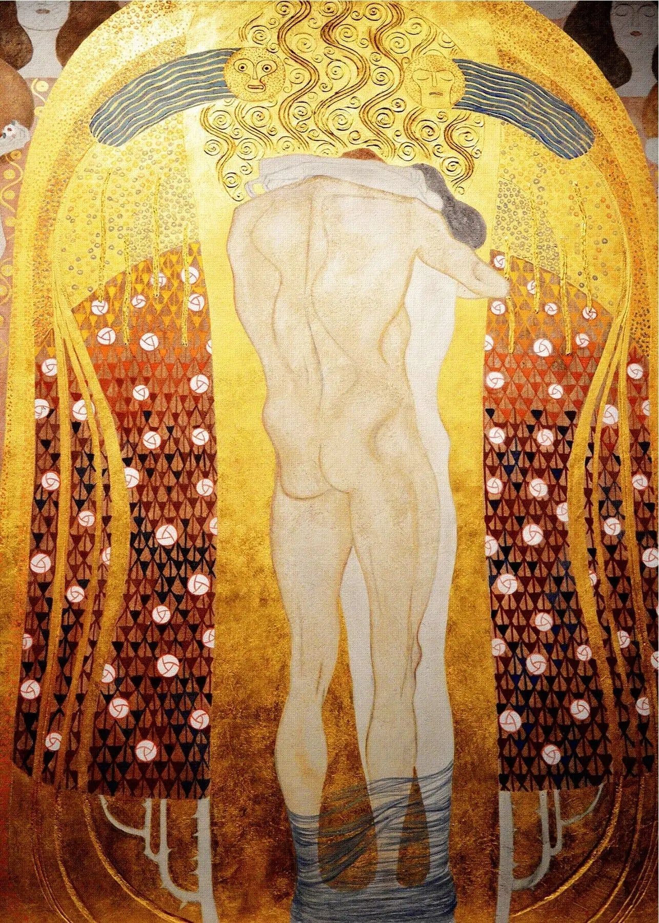 Couple enlacé (Frise Beethoven) - Gustav Klimt image 1 copie de tableau peinte à la main
