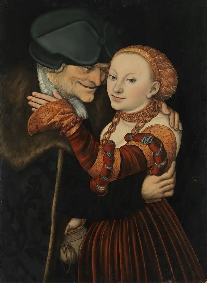 Couple mal assorti - Lucas Cranach the Elder image 1 reproduction de peinture à l’huile