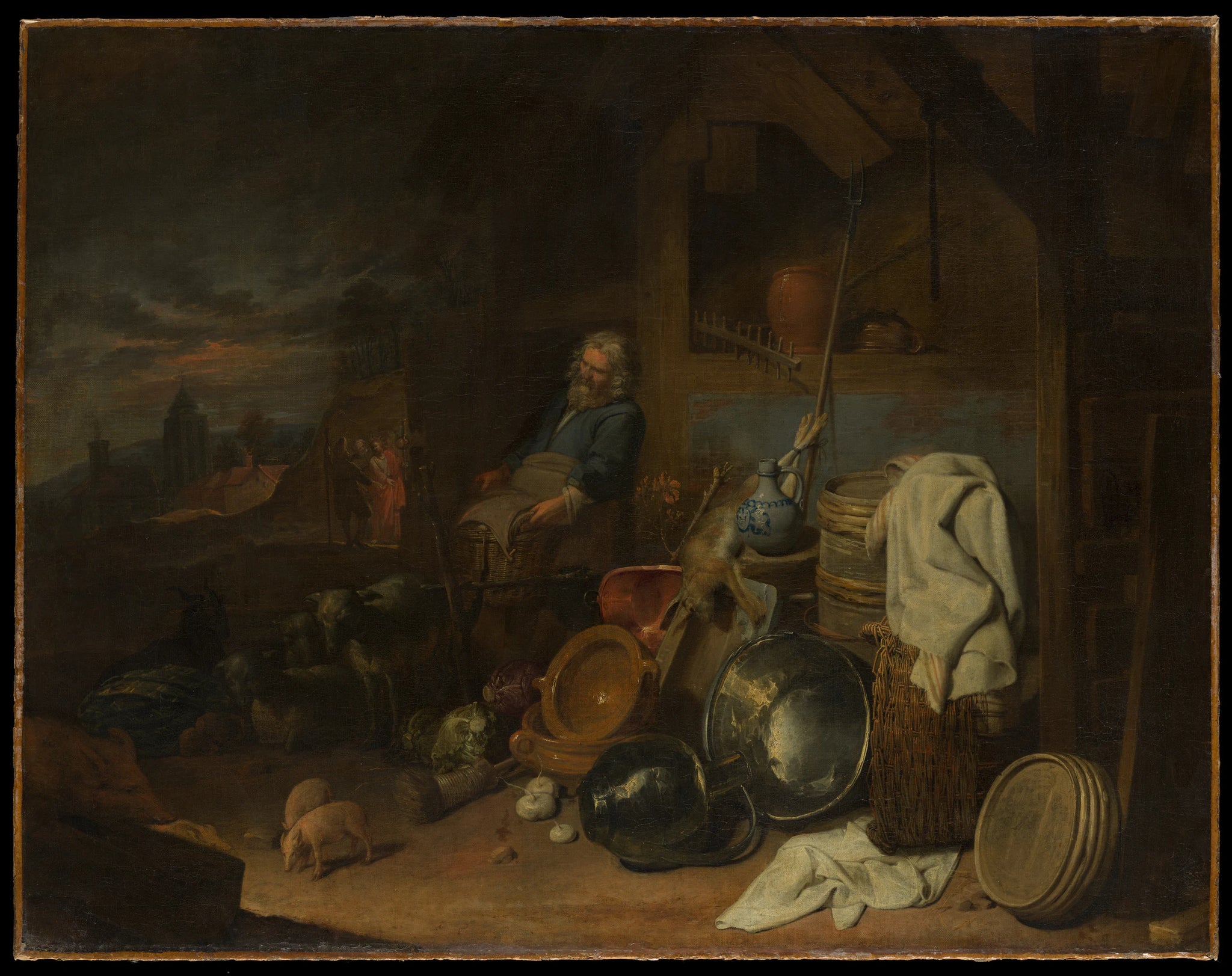La cour de l'auberge d'Emmaüs - David Ryckaert III