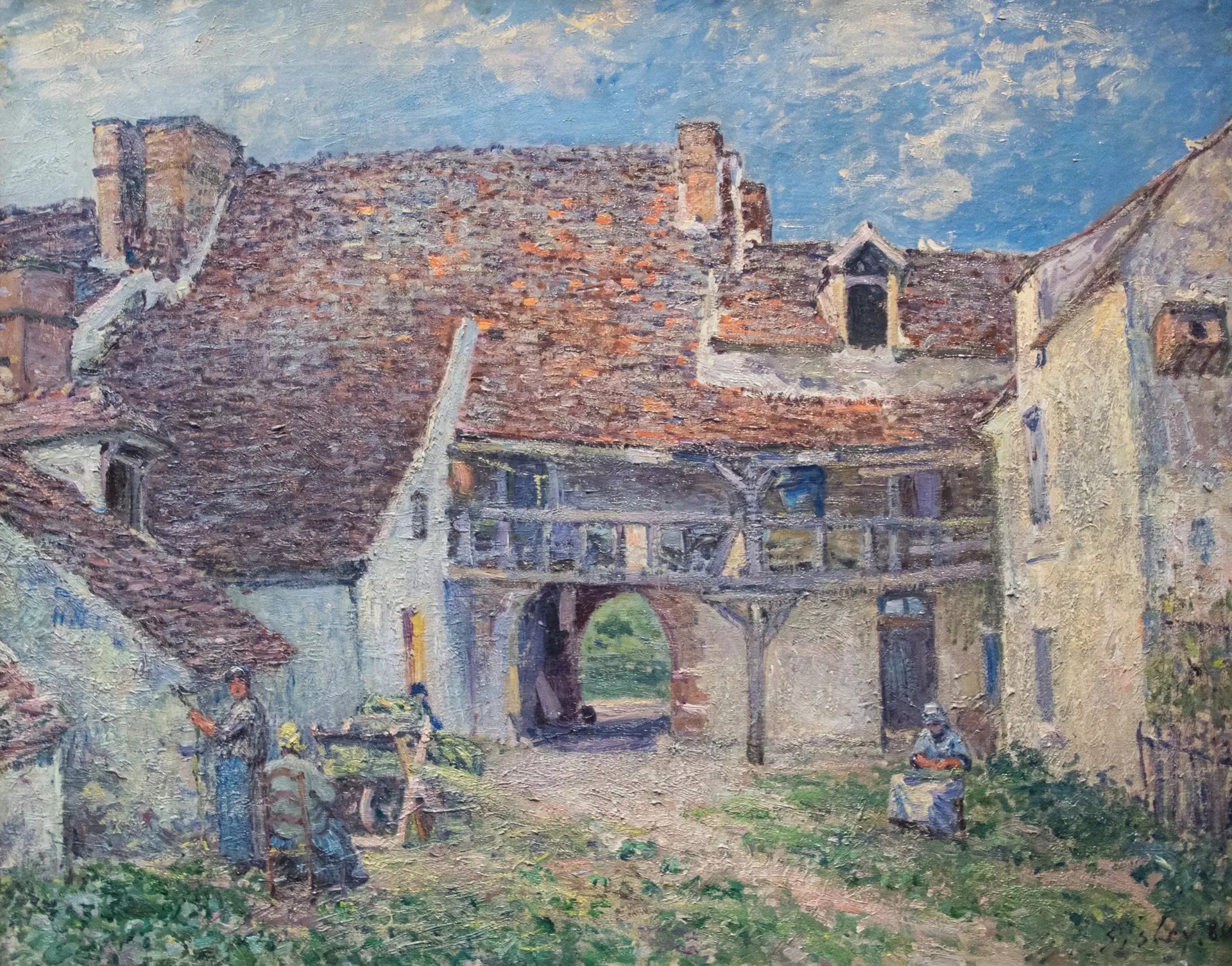Cour de ferme à Saint-Mammès - Alfred Sisley image 1 copie de tableau peinte à la main
