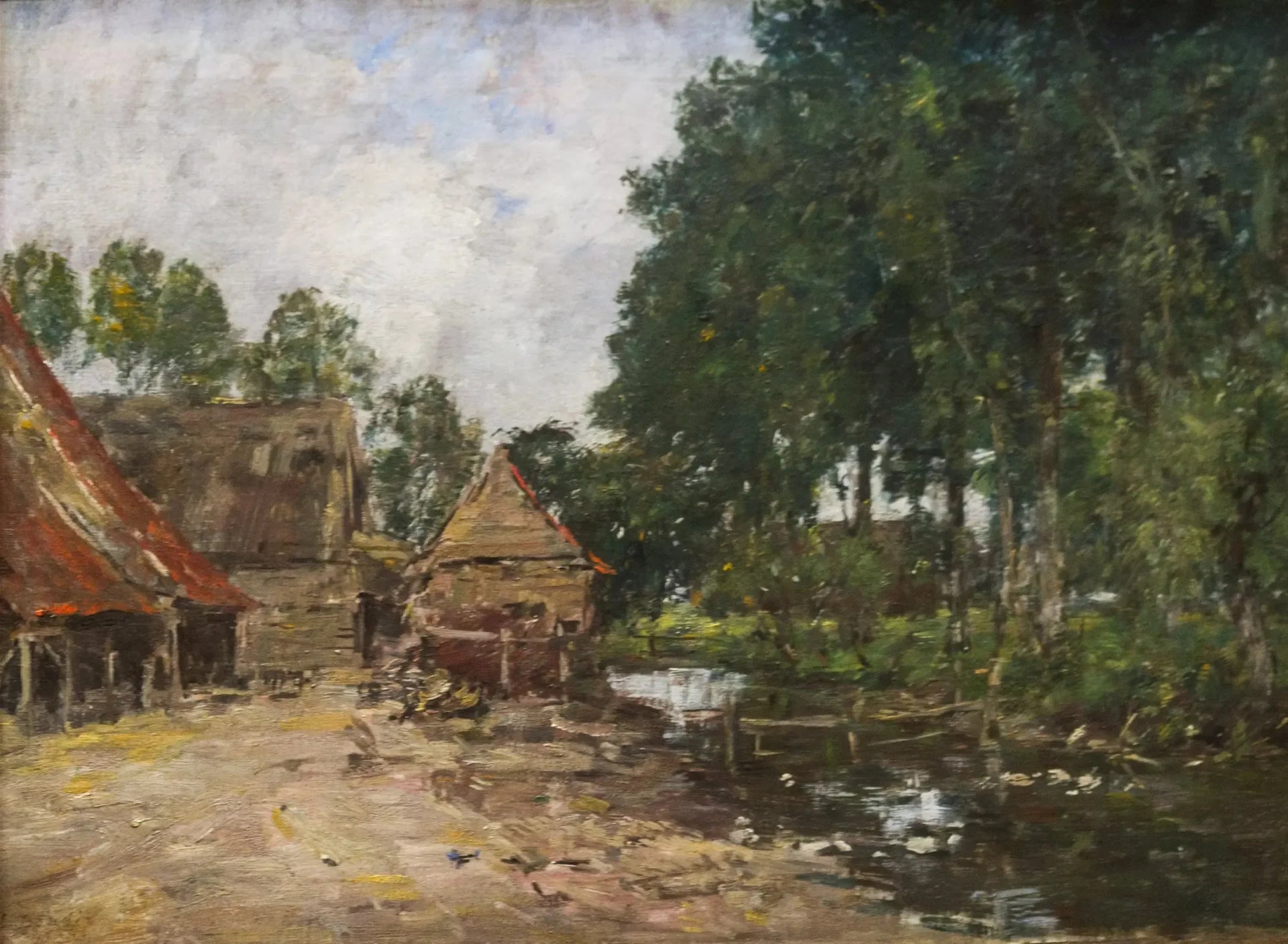 Cour de ferme - Eugène Boudin image 1 reproduction de peinture à l’huile