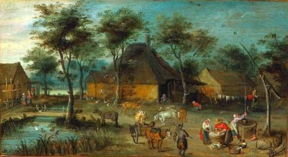 Cour de ferme. - Jan Brueghel le Jeune image 1 reproduction de peinture à l’huile