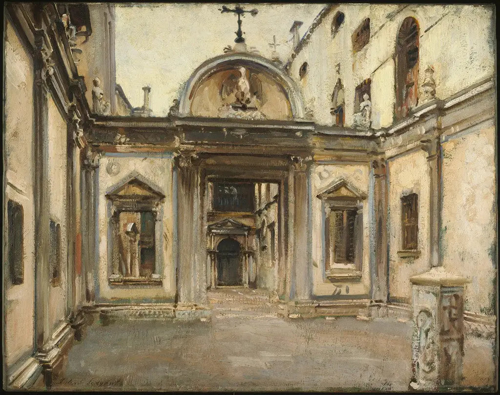 Cour de la Scuola Grande di San Giovanni Evangelista, Venise, Italie. - John Singer Sargent image 1 copie de tableau peinte à la main