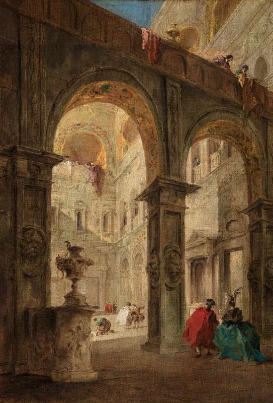 Cour du palais - Francesco Guardi image 1 copie peinte à la main à l’huile