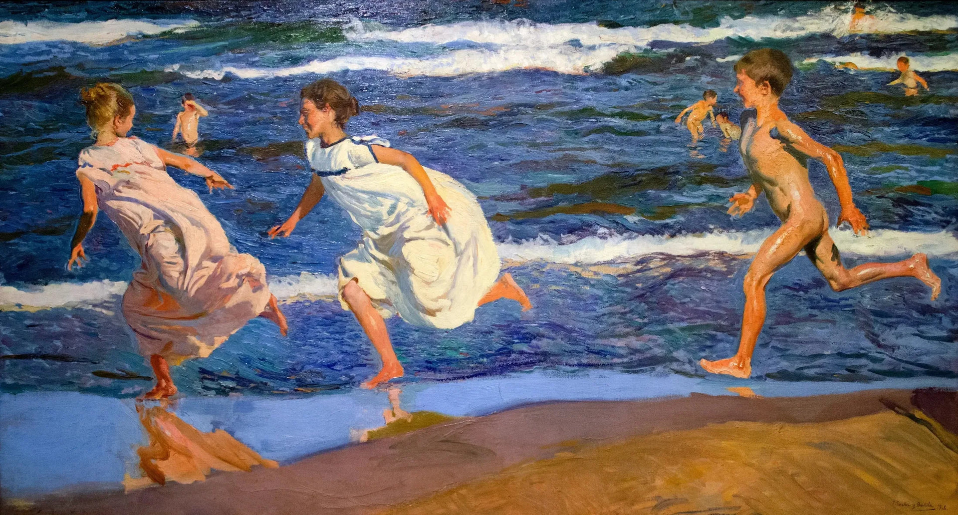 Courir le long de la plage, Valence - Joaquín Sorolla image 1 copie de tableau peinte à la main