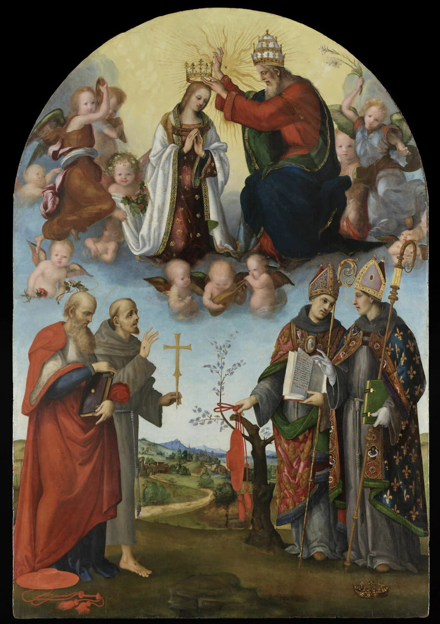 Le Couronnement de la Vierge avec saint Jérôme, saint François, saint Bonaventure et saint Louis de Toulouse - Antonio del Ceraiolo