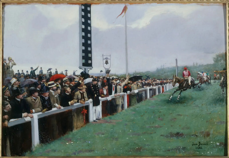 Cours à Longchamp ; l'arrivée au poteau - Jean Béraud