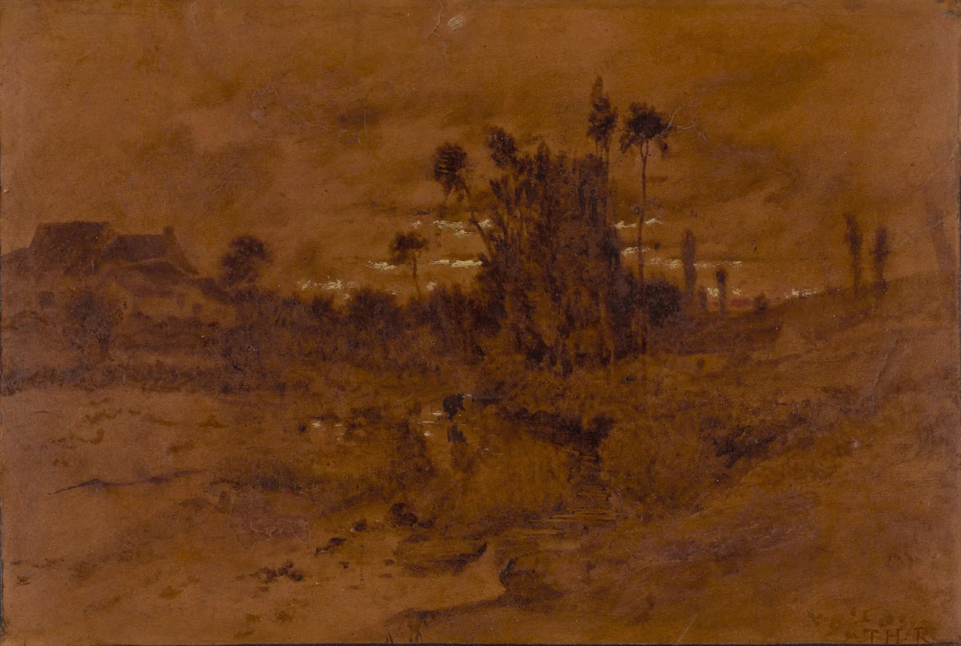 Cours d'eau dans une vallée du Berry - Théodore Rousseau image 1 reproduction d’œuvre d’art à l’huile