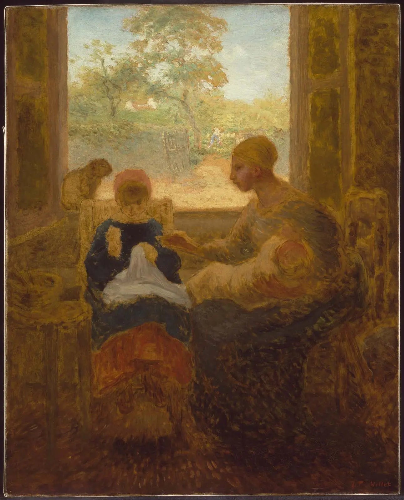 Cours de couture - Jean-François Millet image 1 copie de tableau peinte à la main