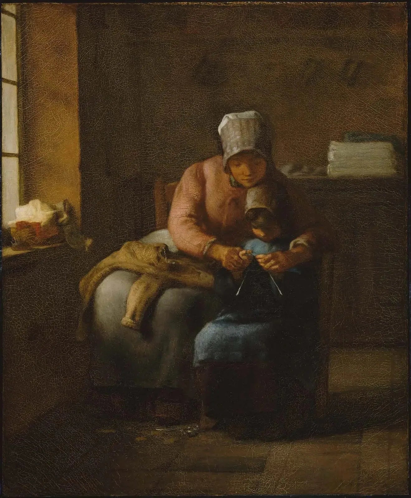 Cours de tricot - Jean-François Millet image 1 reproduction d’œuvre d’art à l’huile
