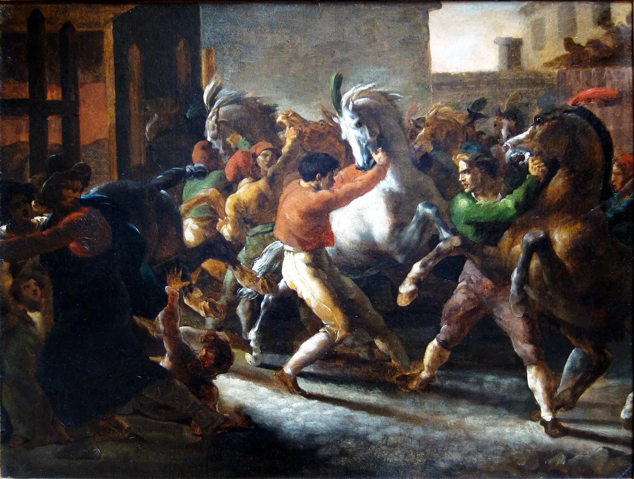 Course de chevaux libres à Rome - Théodore Géricault image 1 reproduction de peinture à l’huile
