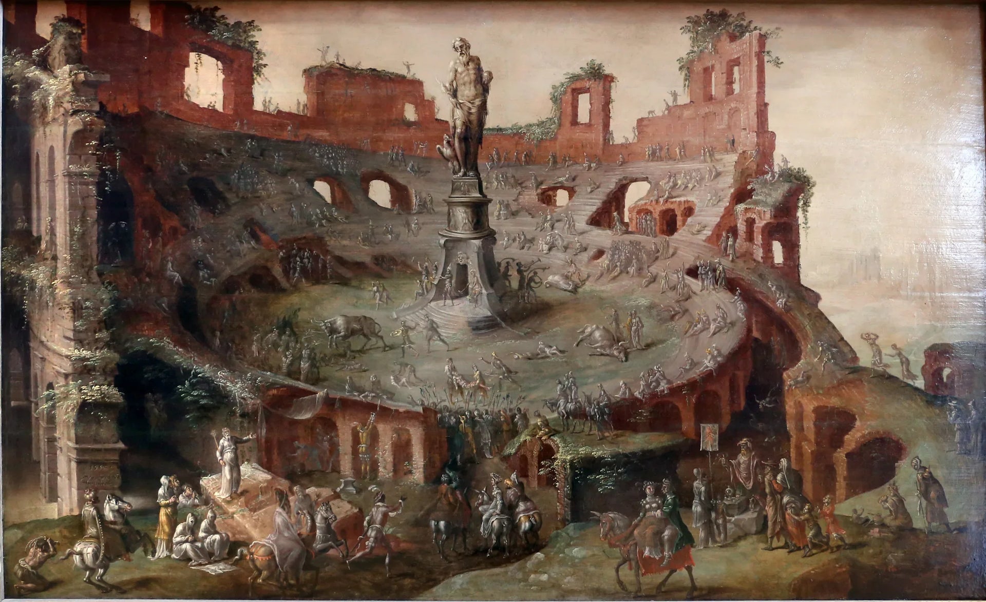 Course de taureau à l'antique dans le colisée en ruines - Maarten van Heemskerck image 1 reproduction artisanale de tableau