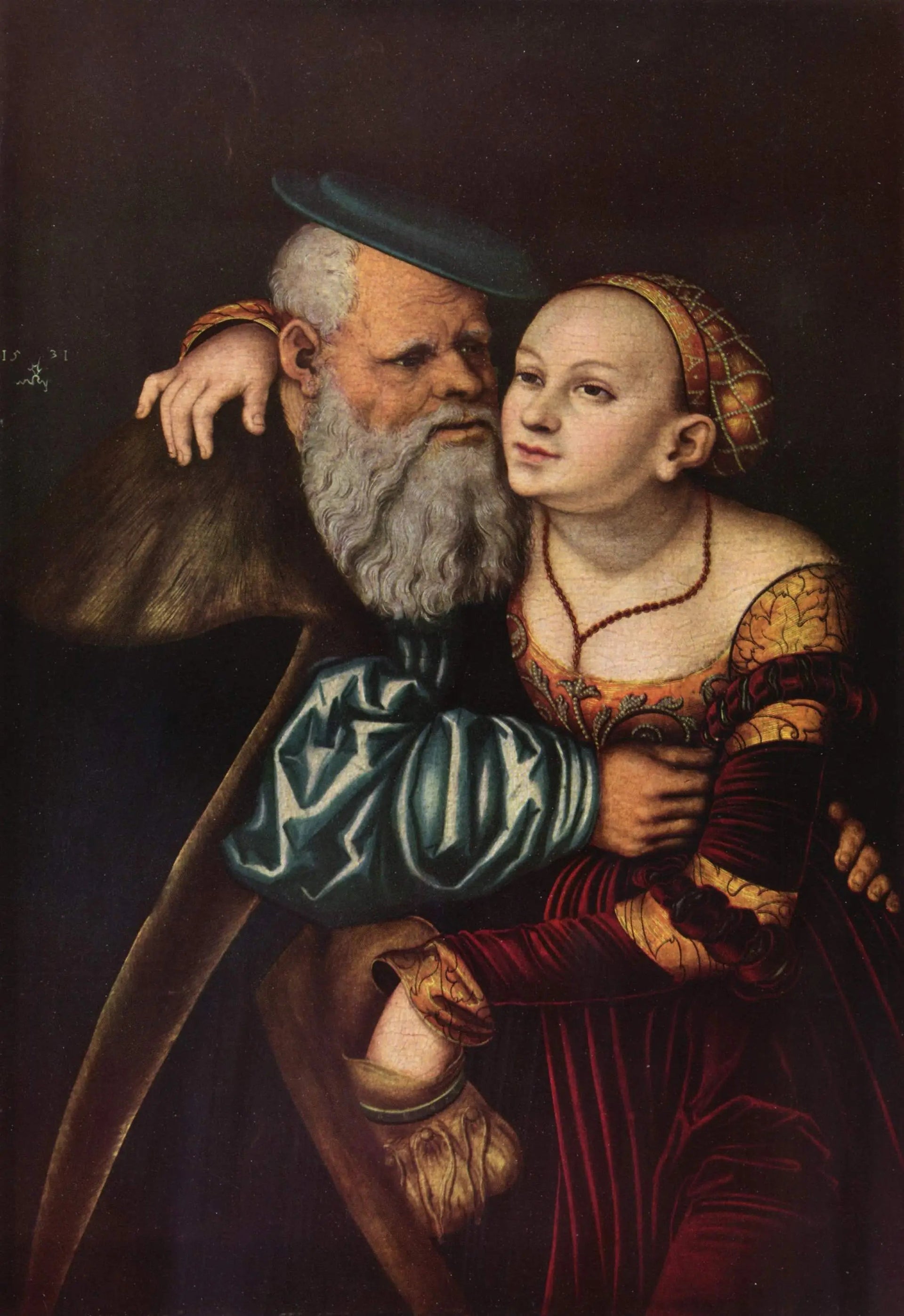 Courtisane et vieillard - Lucas Cranach the Elder image 1 copie peinte à la main à l’huile