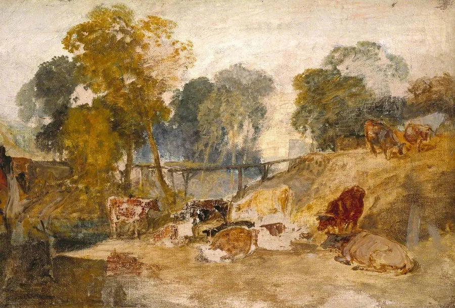 Cows in a Landscape with a Footbridge - J. M. W. Turner